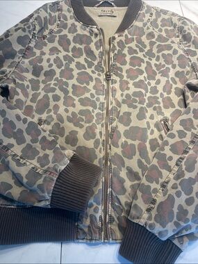 Talula Aritzia Leopard Print Bomber Jacket - Olive & Brown